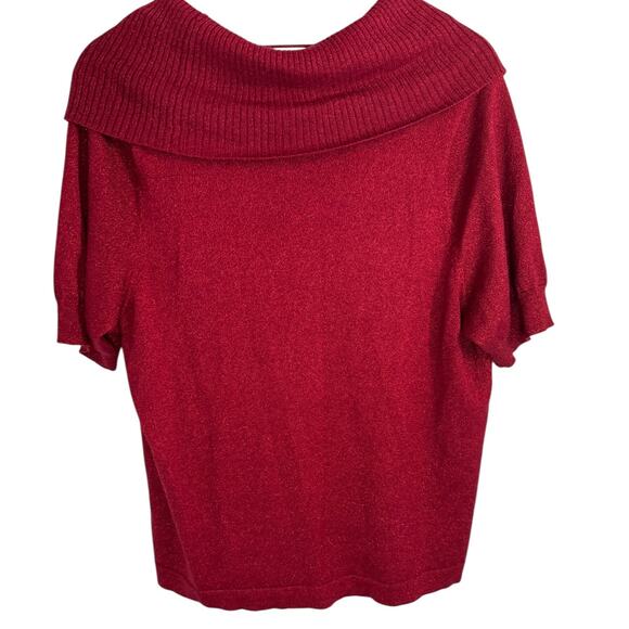 APT. 9 Metallic Shimmer Red Holiday Christmas Cowl Neck Shirt SZ 0X - Picture 2 of 7